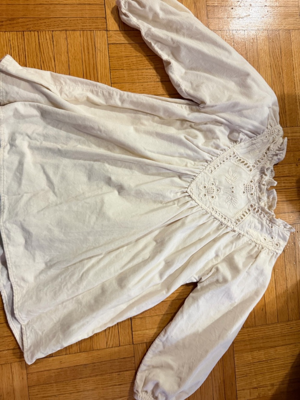 Zara Cream Embroidered Girl's Blouse